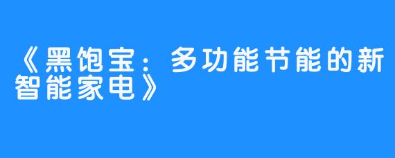 《黑饱宝：多功能节能的新智能家电》 