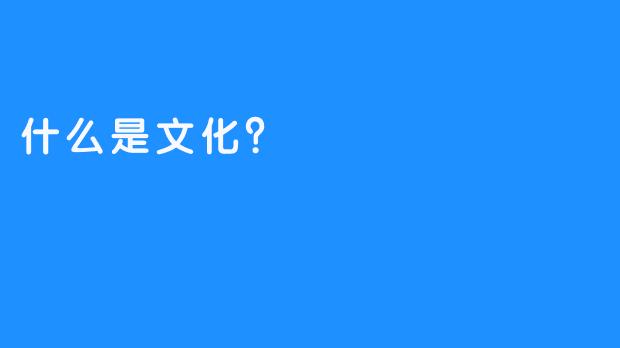什么是文化？