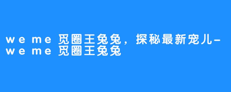 weme觅圈王兔兔,探秘最新宠儿-weme觅圈王兔兔