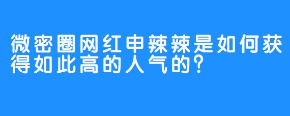 微密圈网红申辣辣是如何获得如此高的人气的？