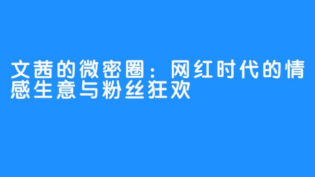 文茜的微密圈：网红时代的情感生意与粉丝狂欢