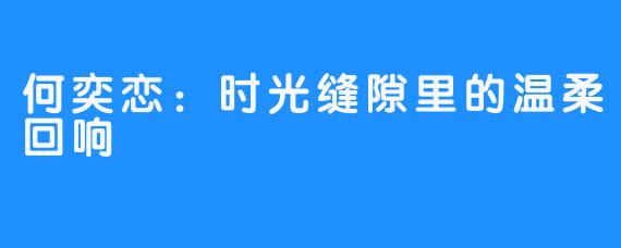 何奕恋：时光缝隙里的温柔回响