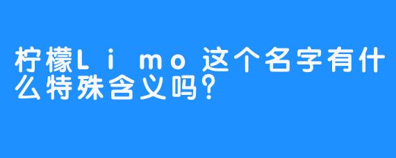 柠檬Limo这个名字有什么特殊含义吗？